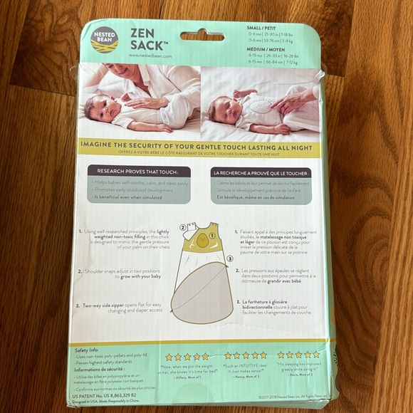 NIB - Nested Bean - Zen Sack Classic - Small - 0 to 6 Months - Stardust Grey - Picture 2 of 3